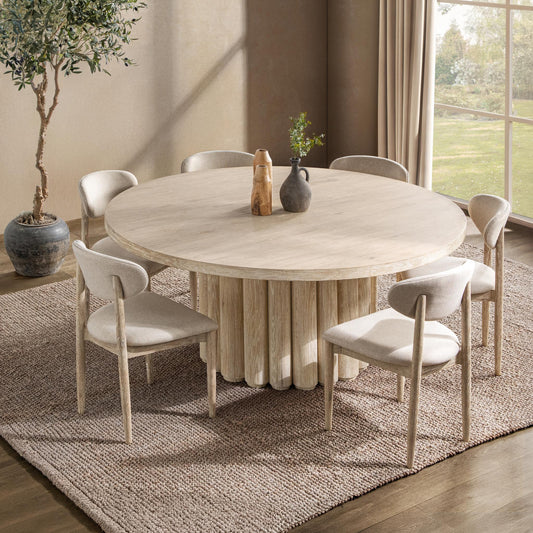 Tiber Upholstered Dining Chair Set of 2 - Cream Washed