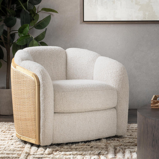 Daisy Upholstered Swivel Chair - Coastal Sand