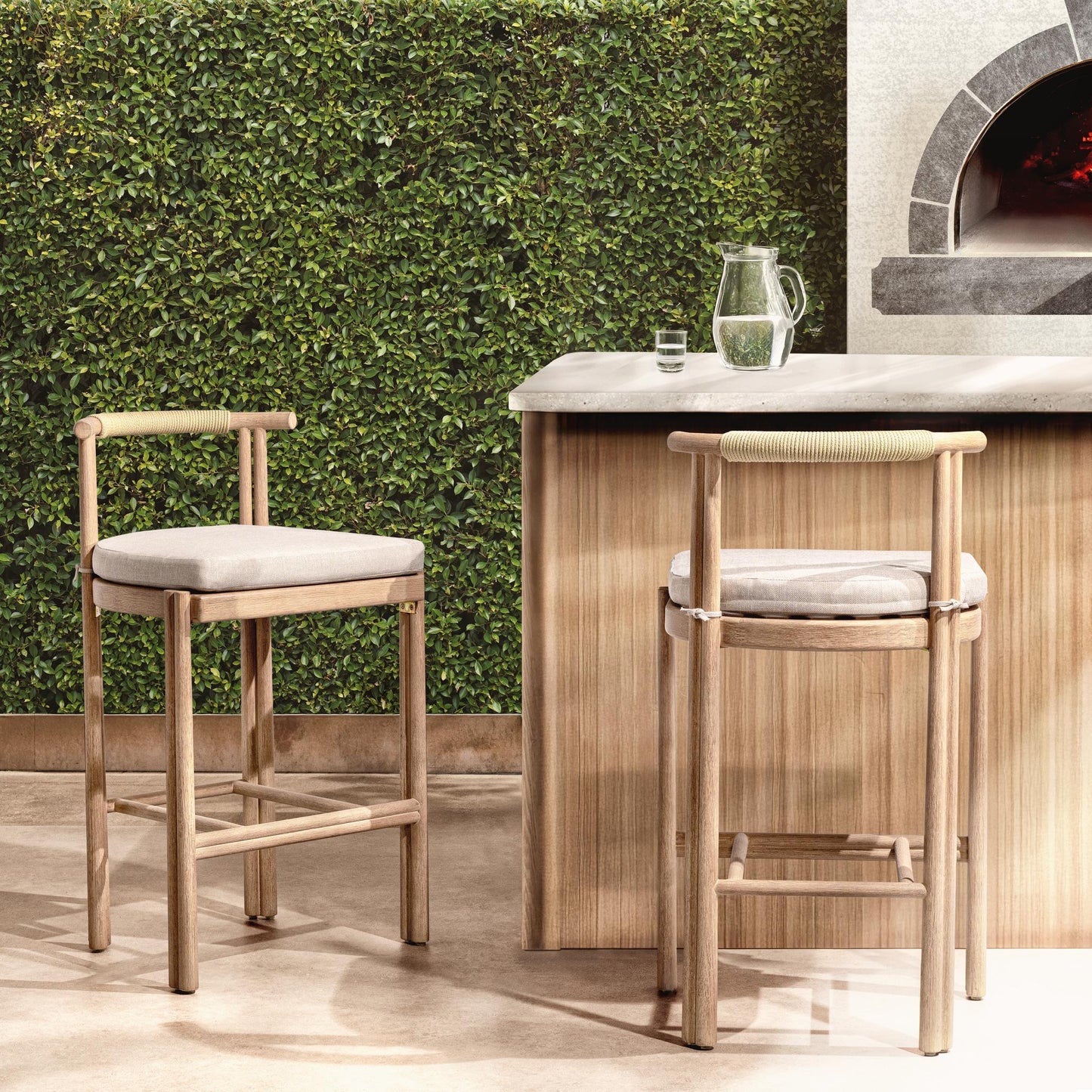Oliver Outdoor Armless Barstool - Butterscotch