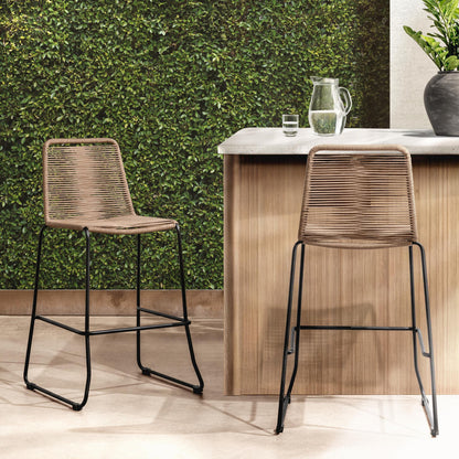 Joslyn Outdoor Bar Stool - Woven Clay