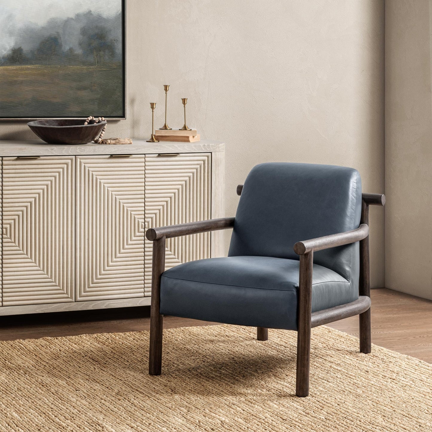 Azoria Leather Accent Chair - Mystic Blue