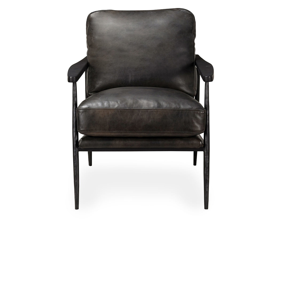Christopher Leather Club Chair - Jet Black