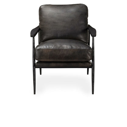 Christopher Leather Club Chair - Jet Black