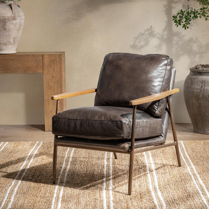 Christopher Leather Club Chair - Truffle Brown