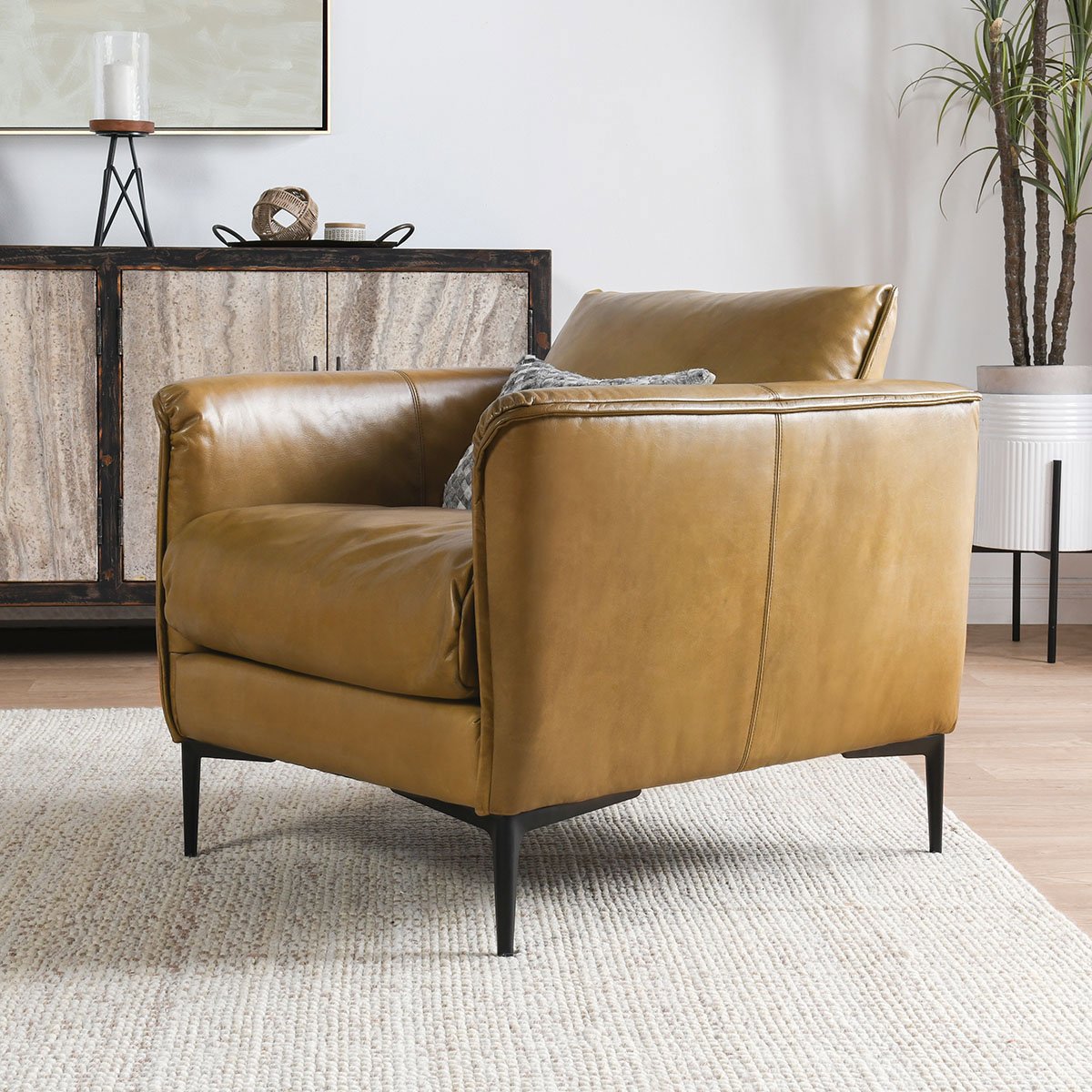 Abigail Leather Club Chair - Adobe Tan