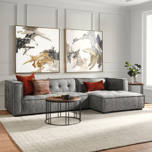 Element Upholstered Sectional w RAF Chaise - Gray