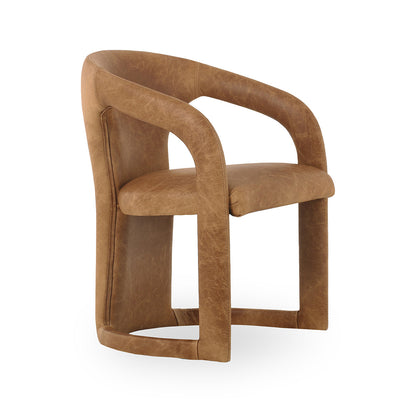 Archie Leather Dining Chair - Maple Brown