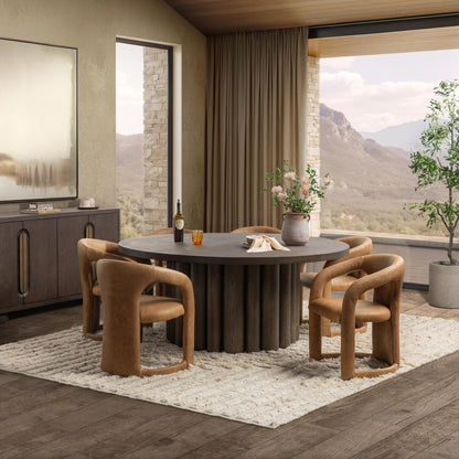 Archie Leather Dining Chair - Maple Brown