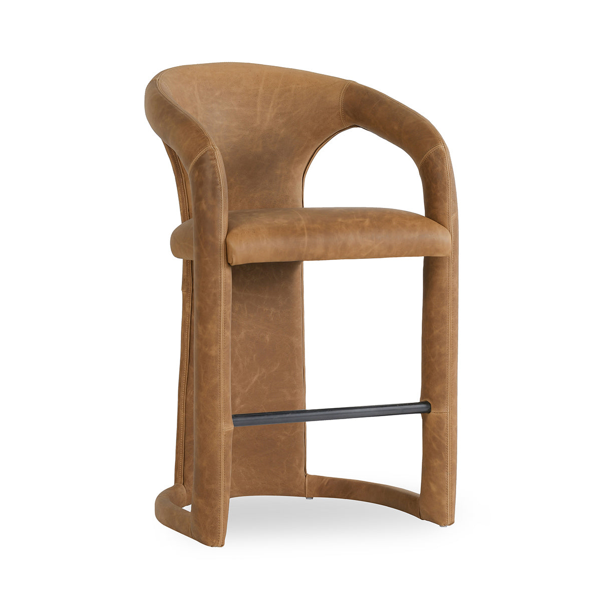 Archie Leather Counter Stool - Maple Brown