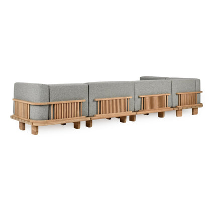 Hudson Outdoor 6pc Sectional - Natural/Gray