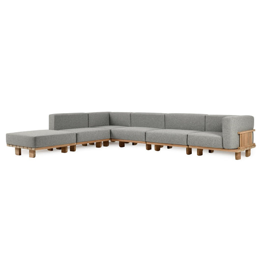 Hudson Outdoor 6pc Sectional - Natural/Gray