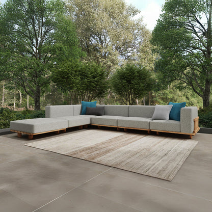 Hudson Outdoor 6pc Sectional - Natural/Gray
