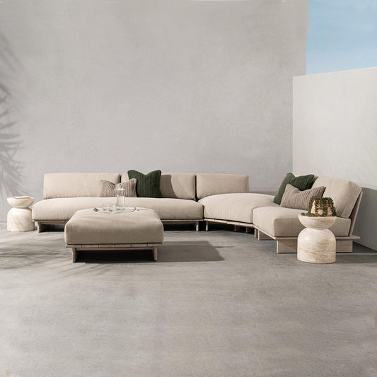 Livia Outdoor Square Ottoman - Taupe