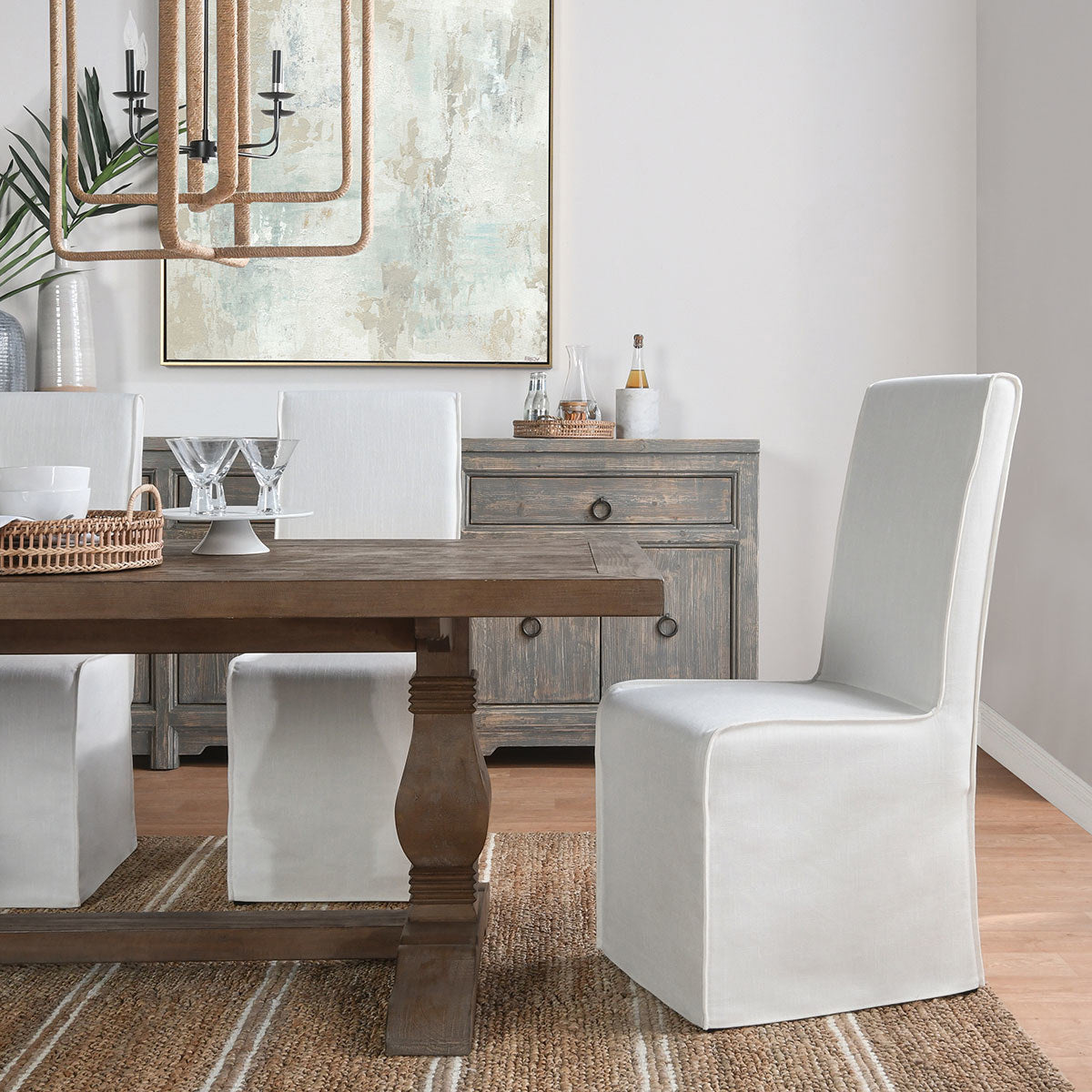 Jordan Upholstered Dining Chair Set of 2 - White