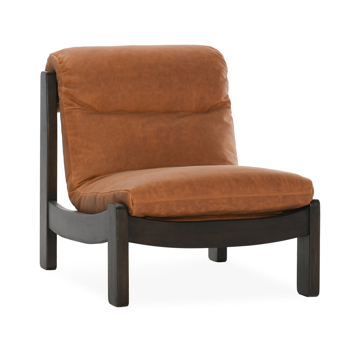 Owen Leather Accent Chair - Maple Brown