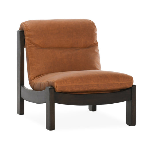Owen Leather Accent Chair - Maple Brown