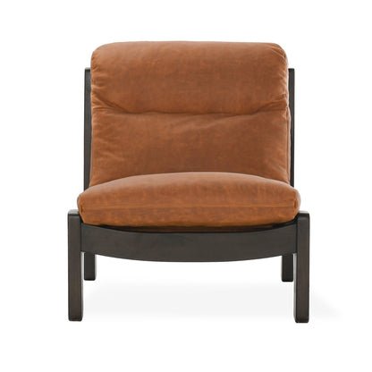 Owen Leather Accent Chair - Maple Brown