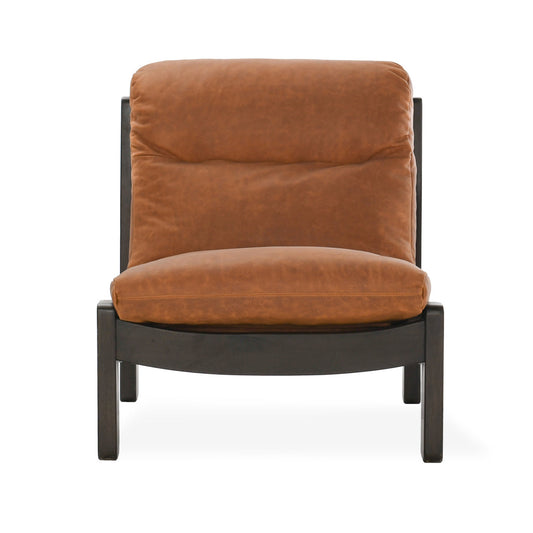 Owen Leather Accent Chair - Maple Brown