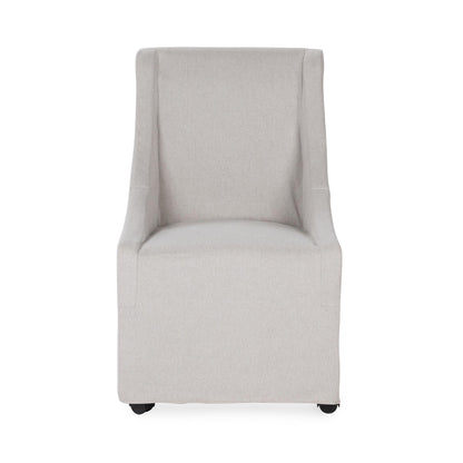 Warwick Upholstered Rolling Dining Chair - Sandy Tan
