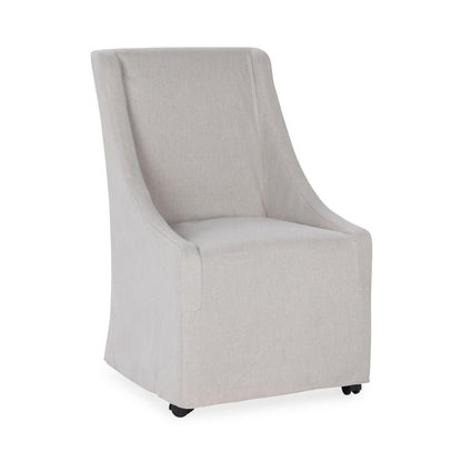 Warwick Upholstered Rolling Dining Chair - Sandy Tan