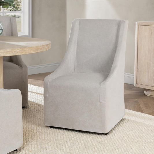 Warwick Upholstered Rolling Dining Chair - Sandy Tan