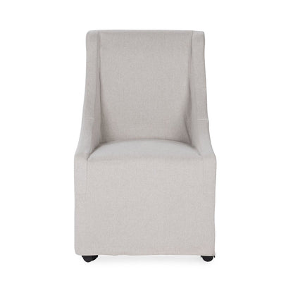 Warwick Upholstered Rolling Dining Chair - Stone Beige