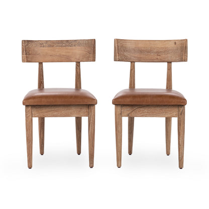 Alvaro Leather Dining Chair Set of 2 - Golden Wheat