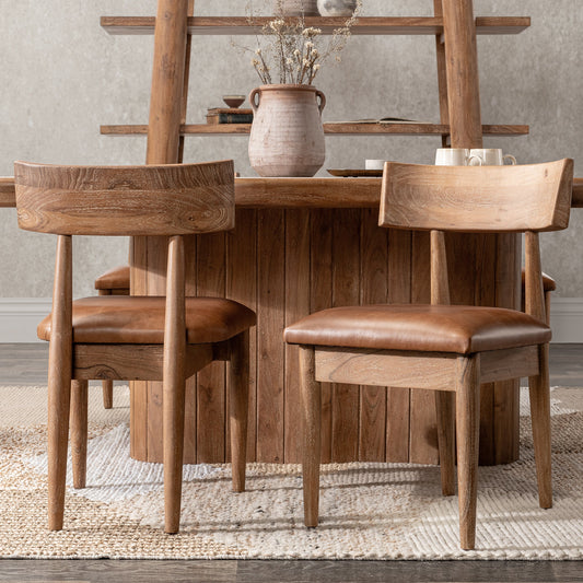 Alvaro Leather Dining Chair Set of 2 - Golden Wheat