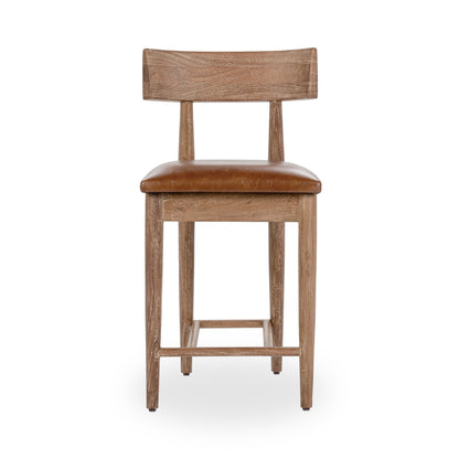 Alvaro Leather Counter Stool - Golden Wheat