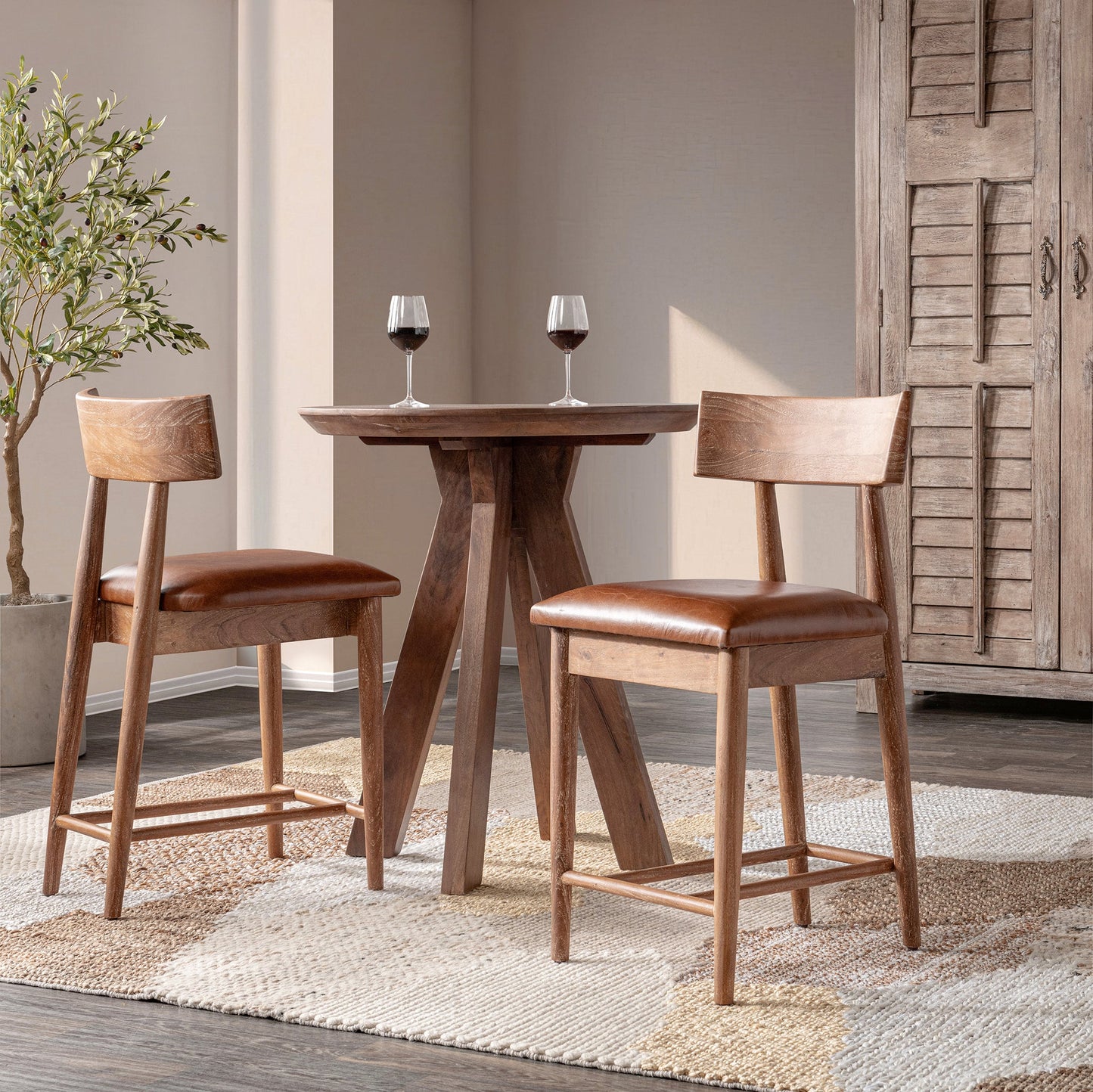 Alvaro Leather Counter Stool - Golden Wheat