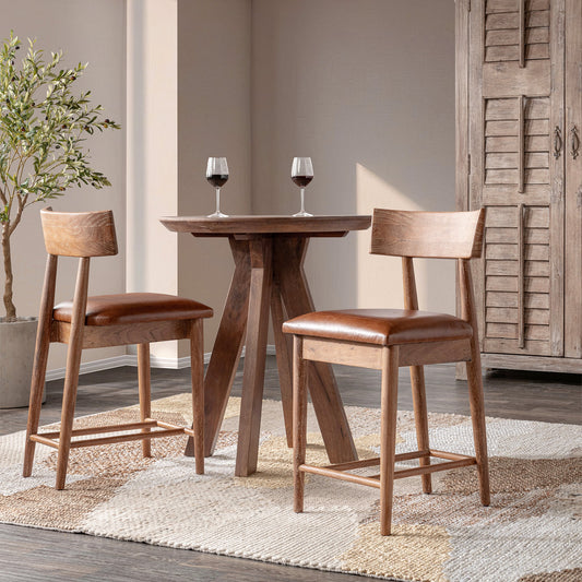 Alvaro Leather Counter Stool - Golden Wheat