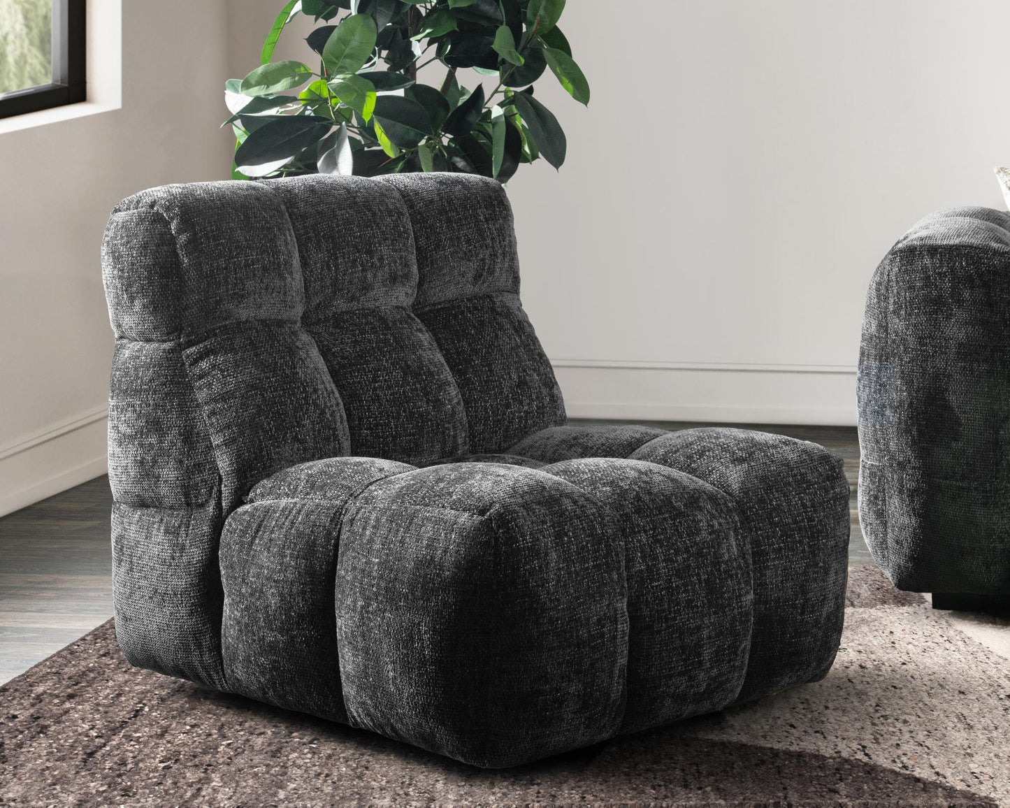Roba Upholstered Swivel Lounge Chair - Zinc