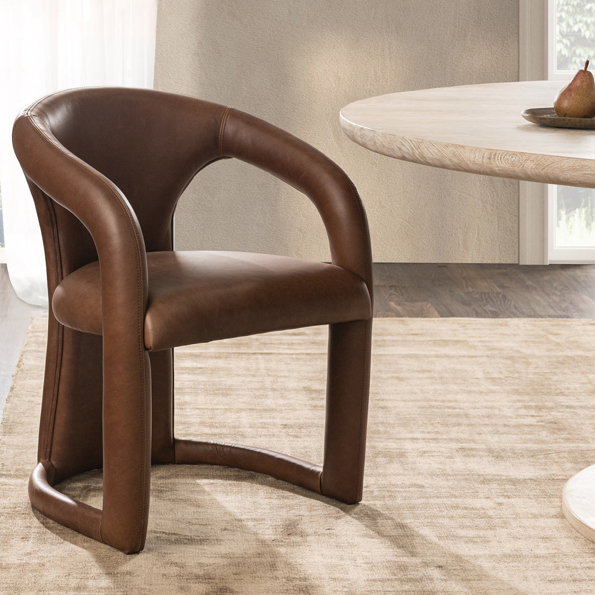 Archie Leather Dining Chair - Bison Brown