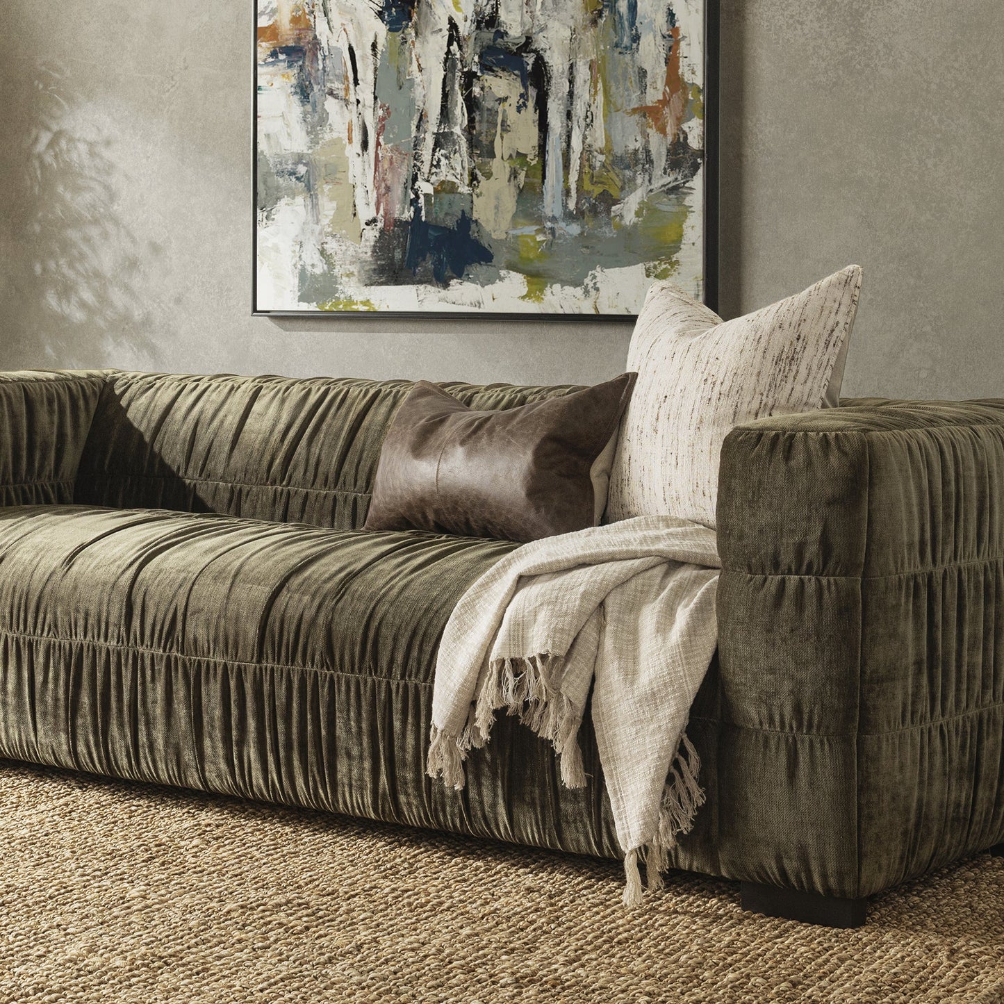 Afeela Upholstered Sofa - Fern Green