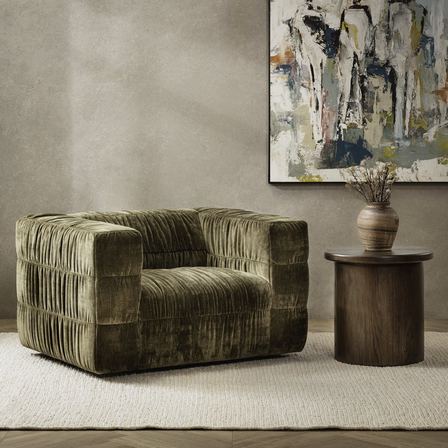 Afeela Upholstered Swivel Chair - Fern Green