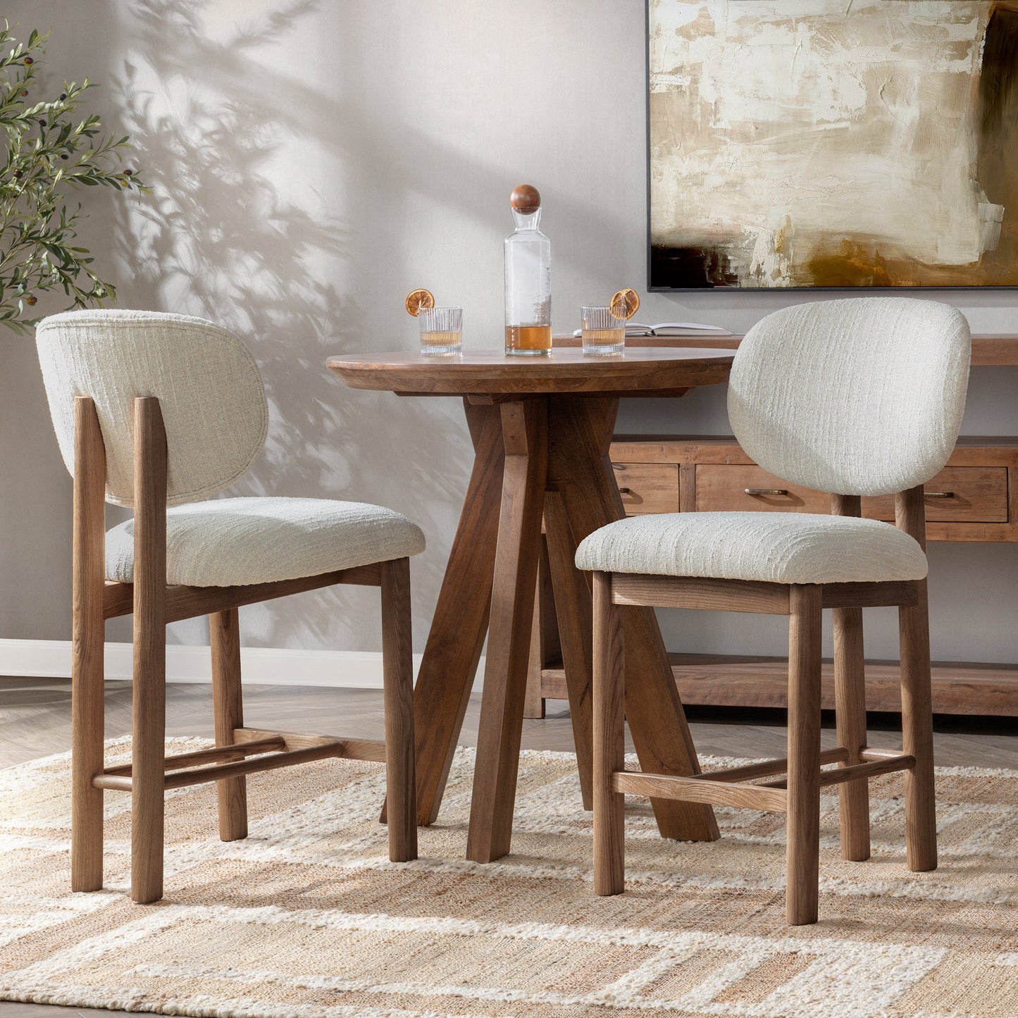 Delancey Upholstered Counter Stool - Autumn Cream