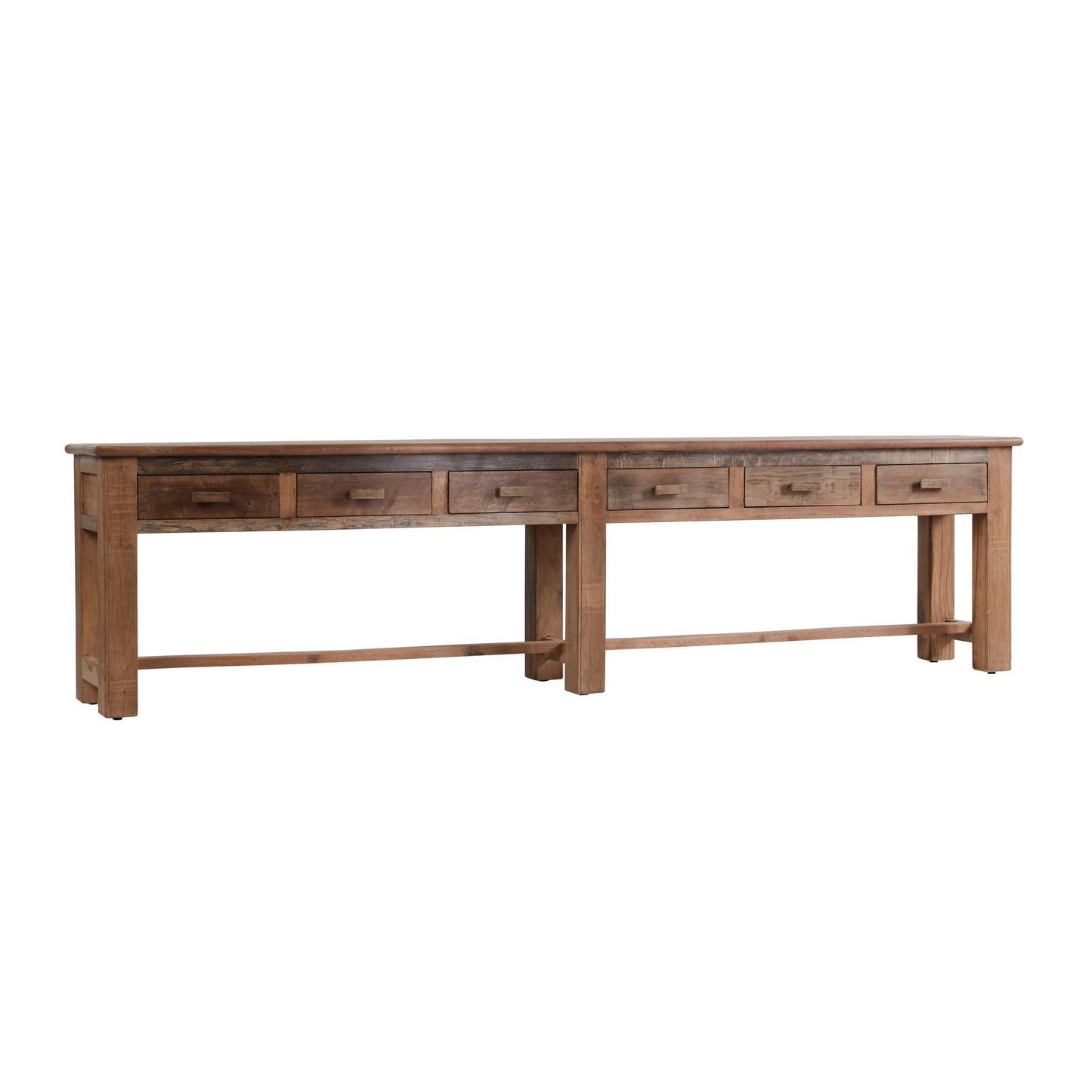 Ezra Reclaimed Wood  6Dwr Console Table - Natural