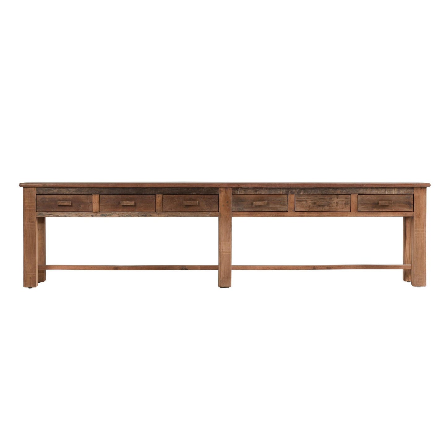 Ezra Reclaimed Wood  6Dwr Console Table - Natural