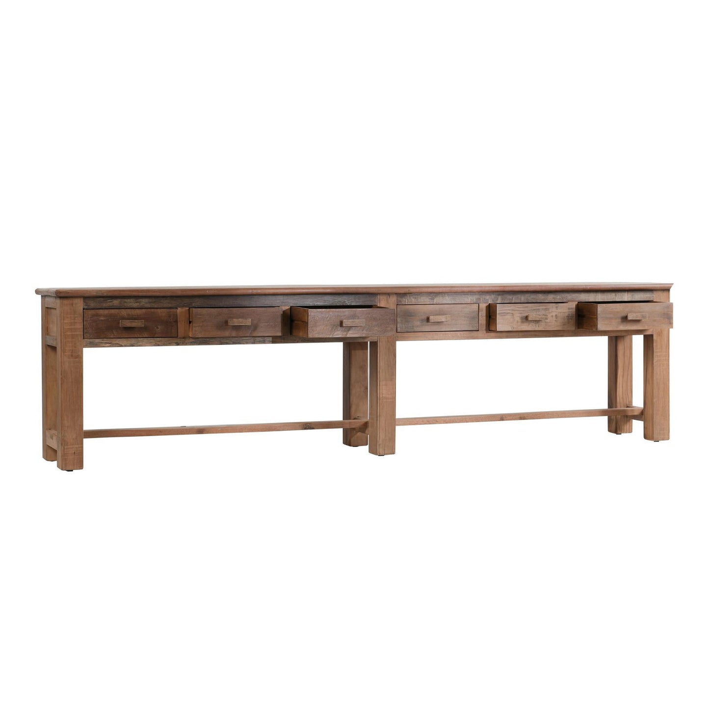Ezra Reclaimed Wood  6Dwr Console Table - Natural