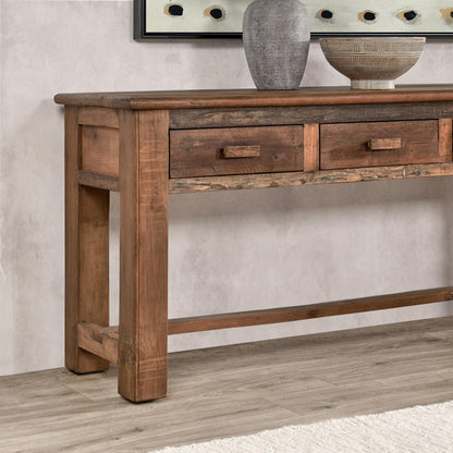 Ezra Reclaimed Wood  6Dwr Console Table - Natural