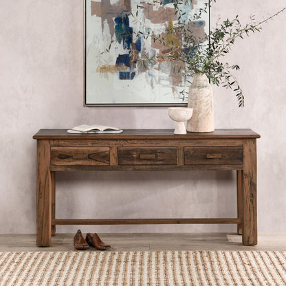 Ezra Reclaimed Wood  3Dwr Console Table - Natural