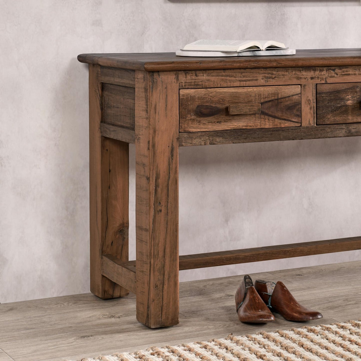 Ezra Reclaimed Wood  3Dwr Console Table - Natural