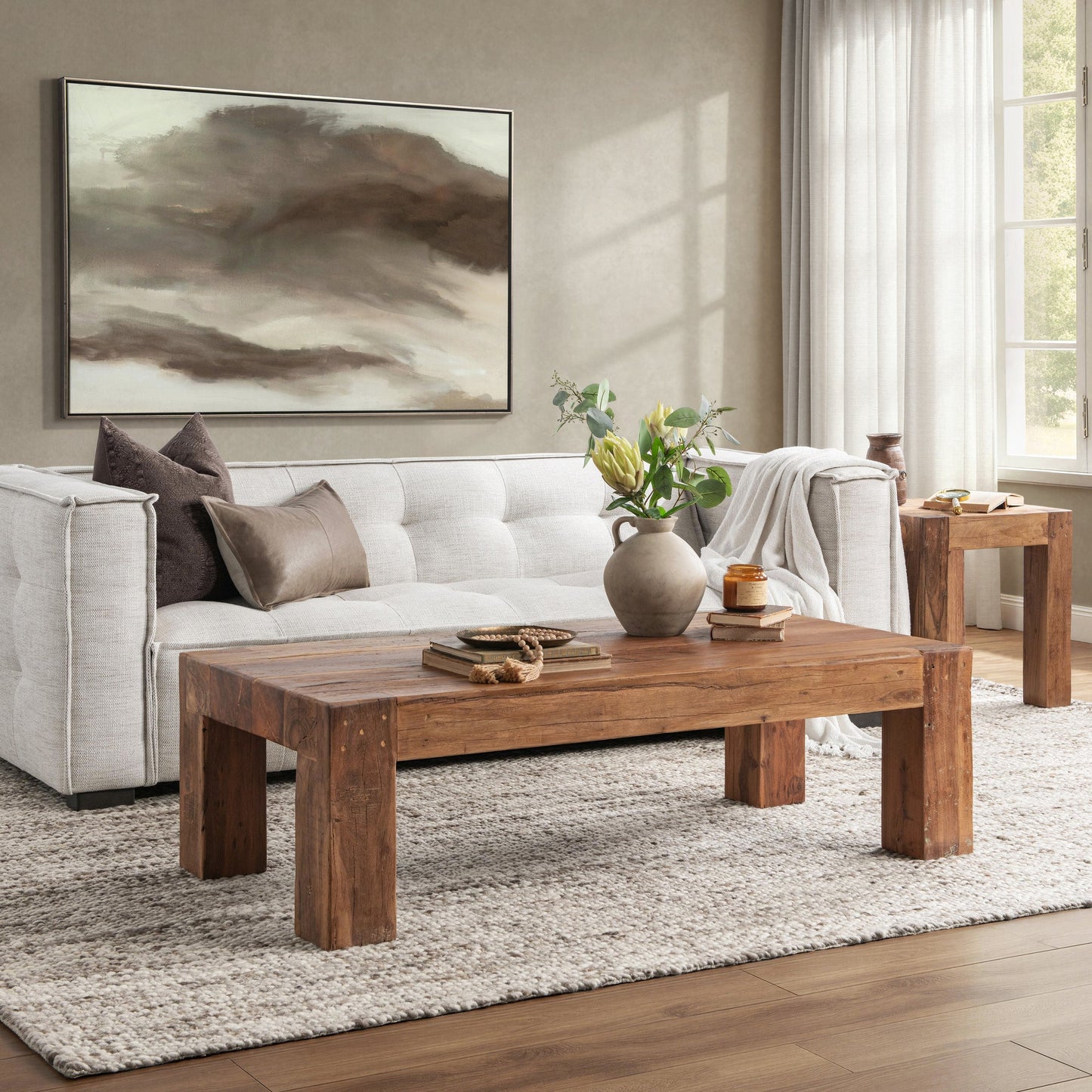 Giza Reclaimed Wood 60" Coffee Table - Natural