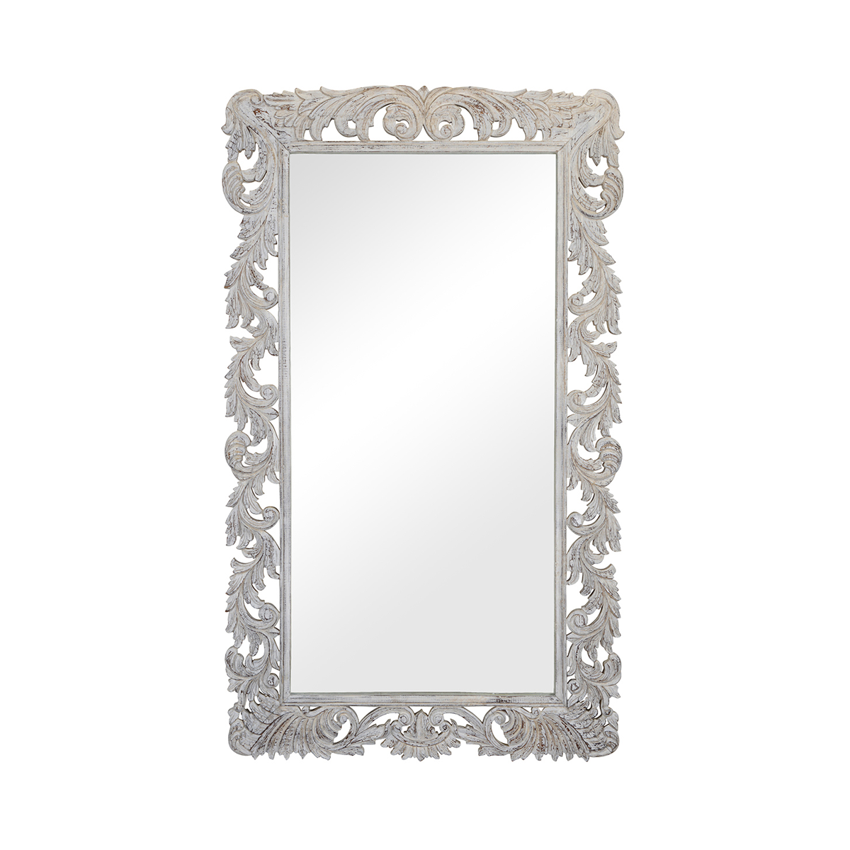 Sophia Carved Mirror - White
