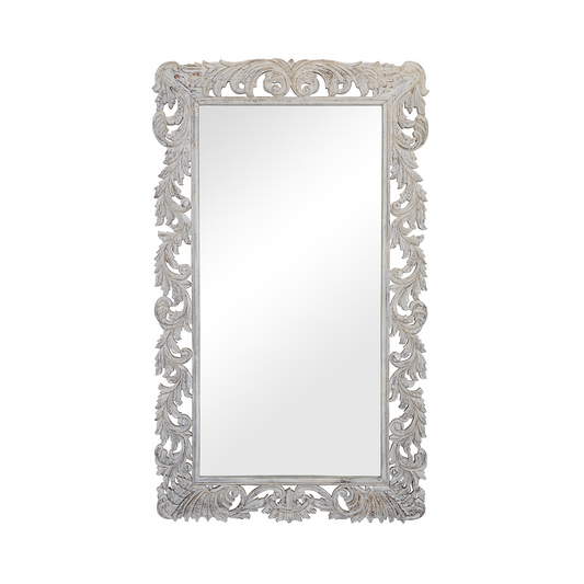 Sophia Carved Mirror - White