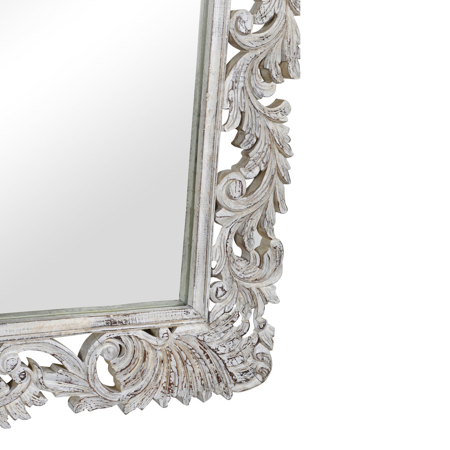 Sophia Carved Mirror - White
