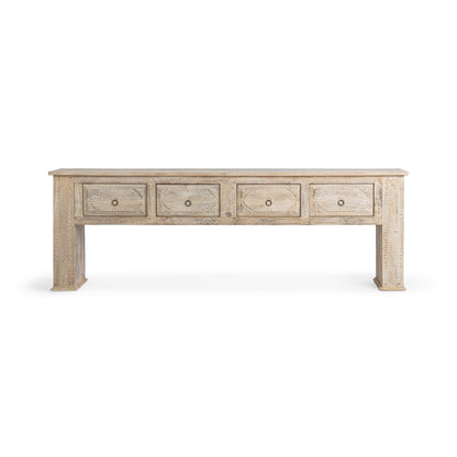 Qena Reclaimed Wood 4Dwr Console Table - Butterwood Blend
