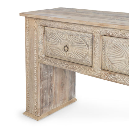 Qena Reclaimed Wood 4Dwr Console Table - Butterwood Blend
