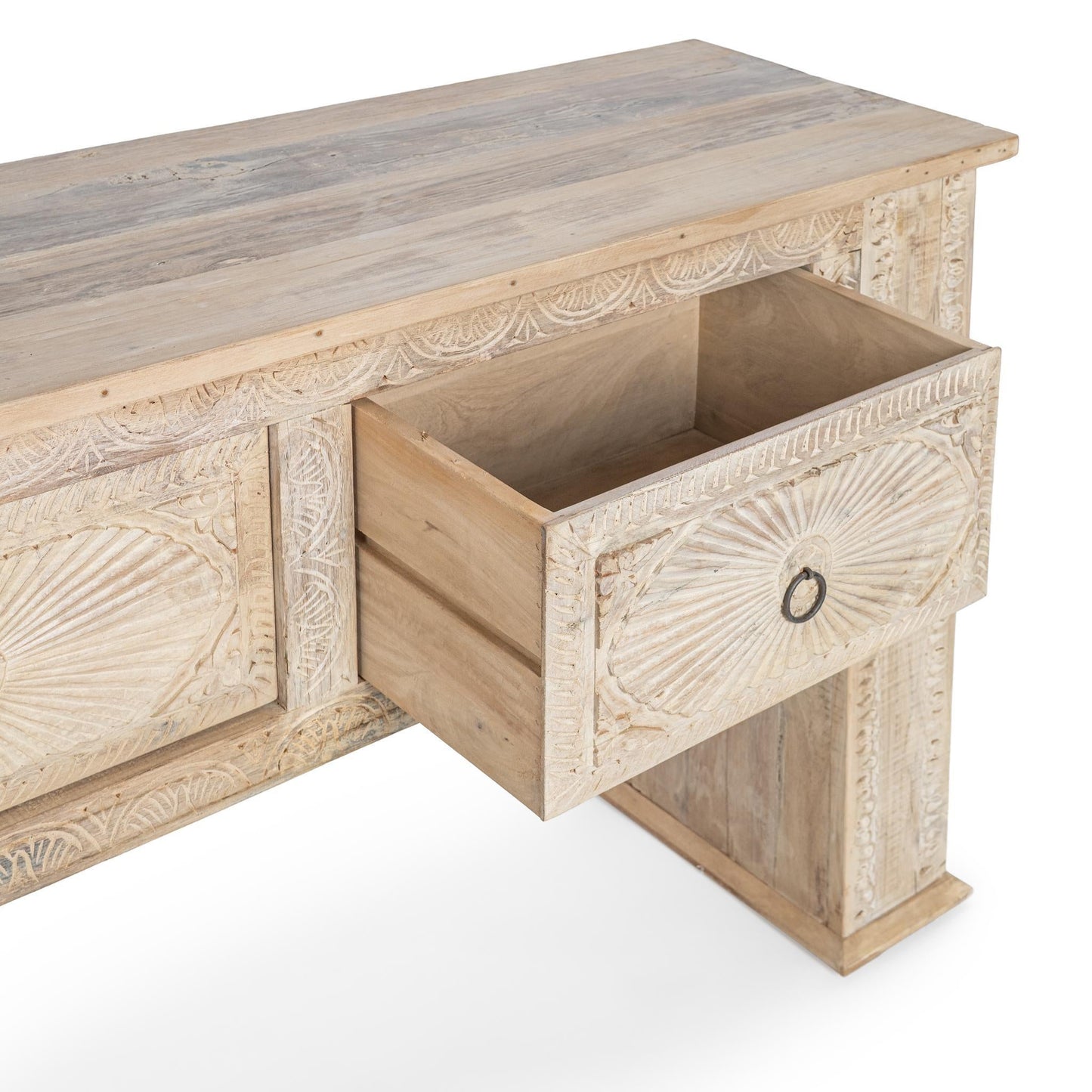Qena Reclaimed Wood 4Dwr Console Table - Butterwood Blend