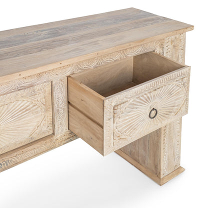 Qena Reclaimed Wood 4Dwr Console Table - Butterwood Blend